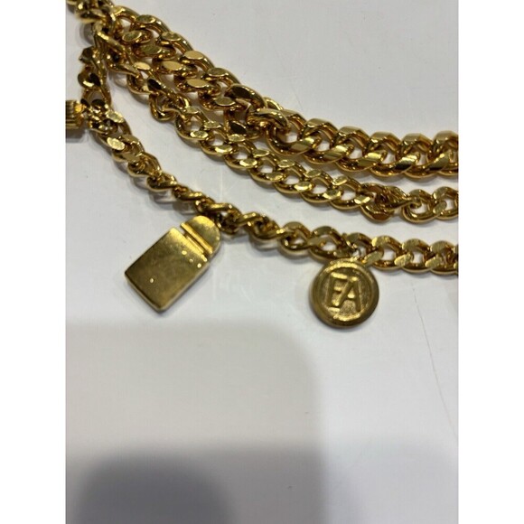Vintage Elisabeth Arden Womens Red Door Charm Chain Belt Gold Tone 80's - Picture 7 of 8